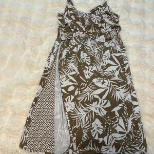 Tommy Bahama Brown and White Tropical Dress